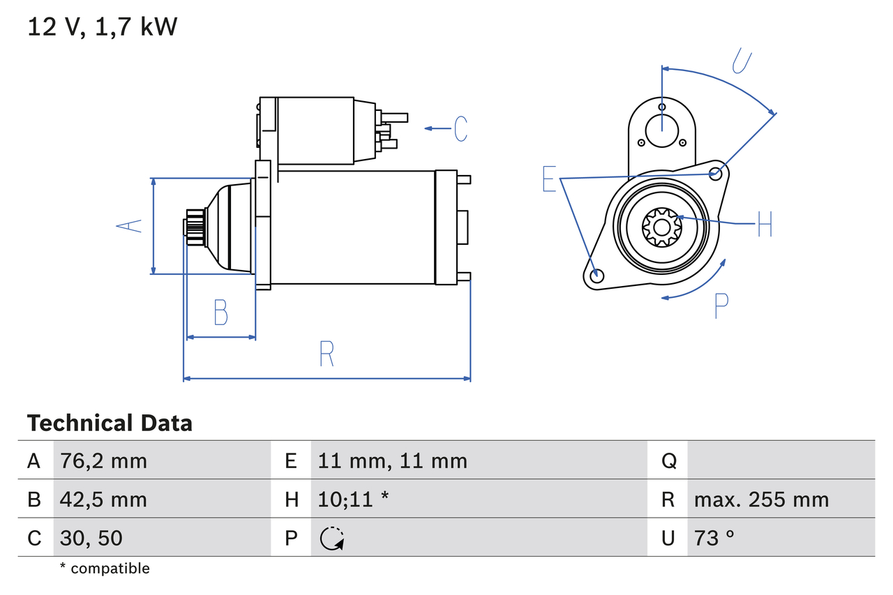 Starter - 0 986 020 280 BOSCH