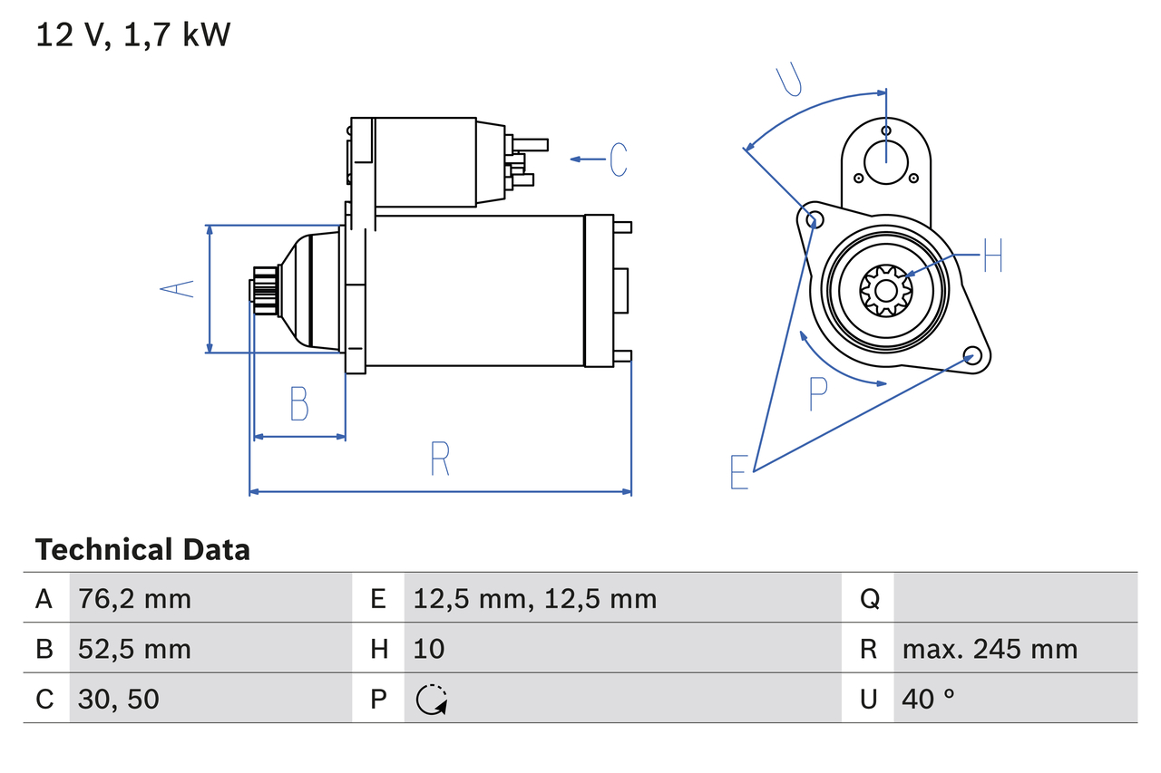 Starter - 0 986 020 300 BOSCH