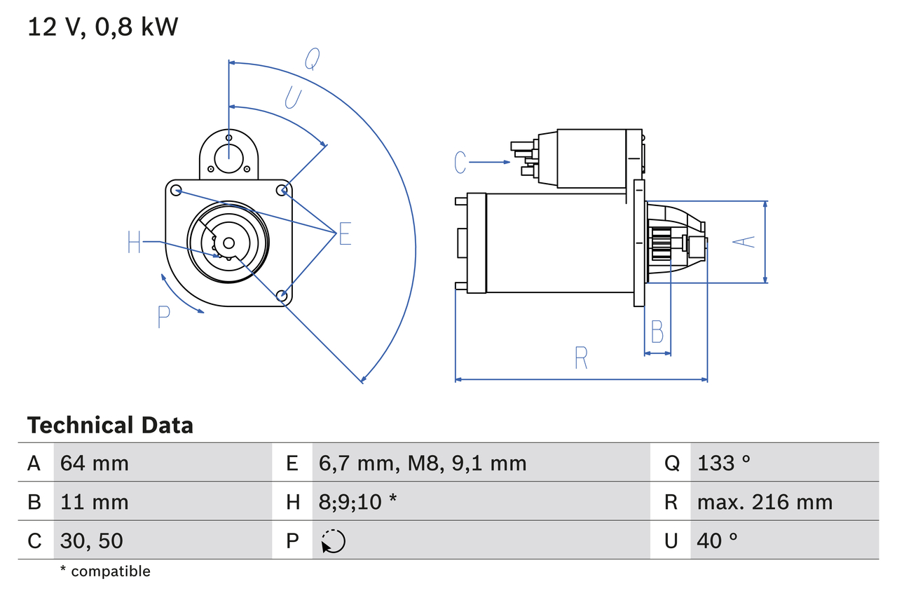 Starter - 0 986 021 590 BOSCH