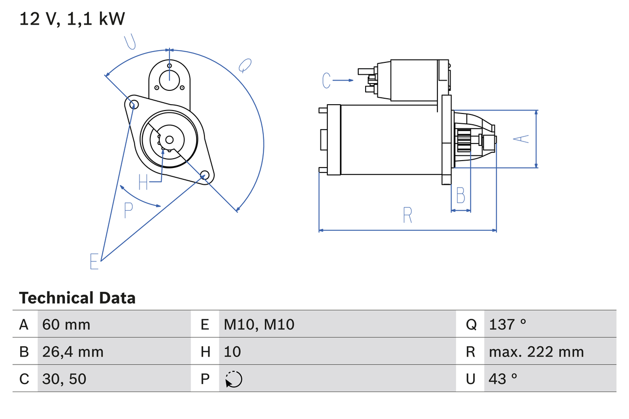 Starter - 0 986 021 800 BOSCH