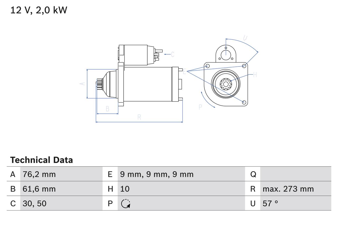 Стартер - 0 986 021 870 BOSCH
