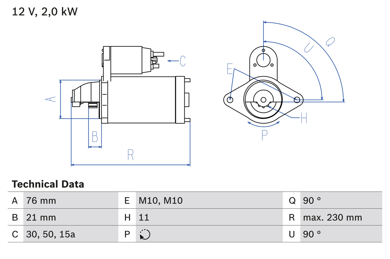Starter - 0 986 022 880 BOSCH