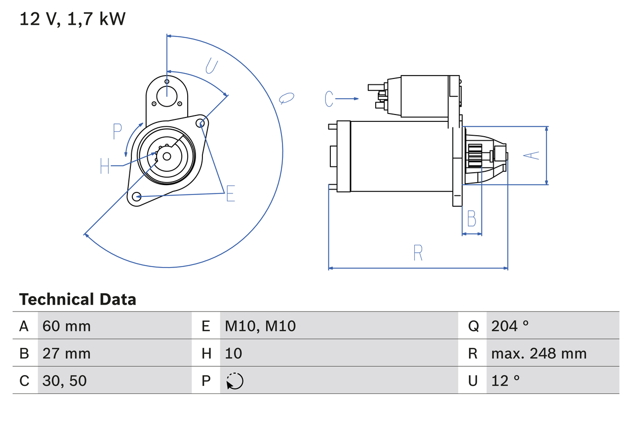 Starter - 0 986 023 100 BOSCH