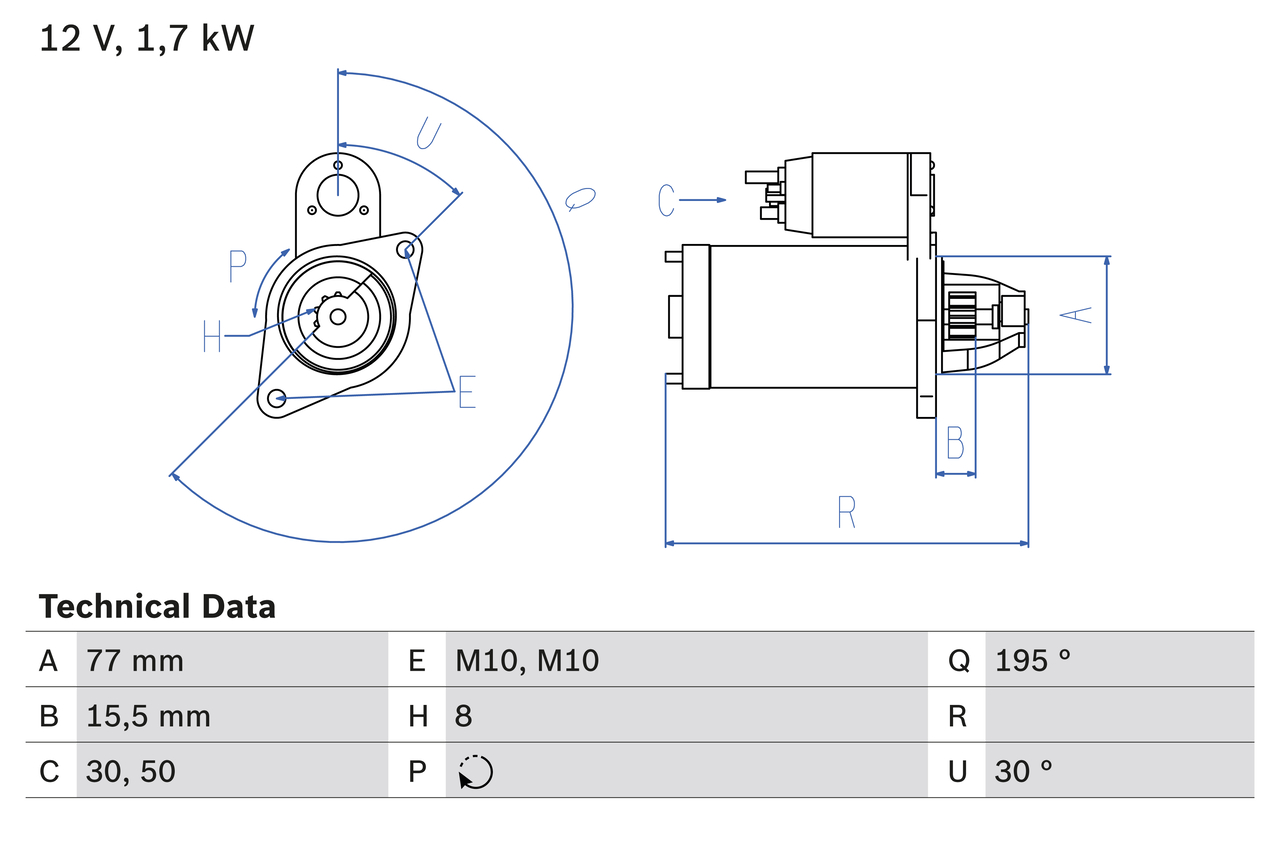 Starter - 0 986 023 600 BOSCH