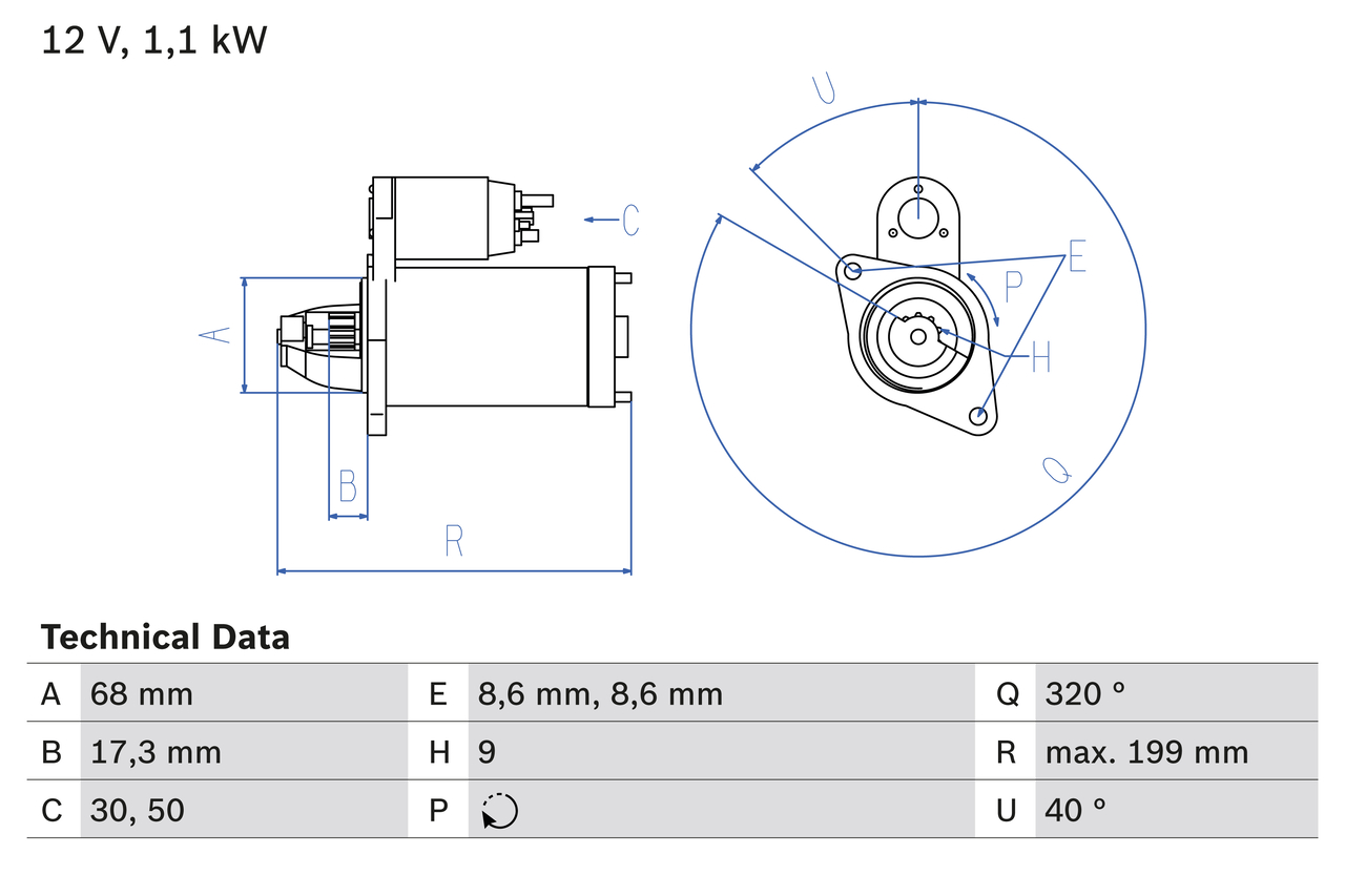 Starter - 0 986 023 660 BOSCH