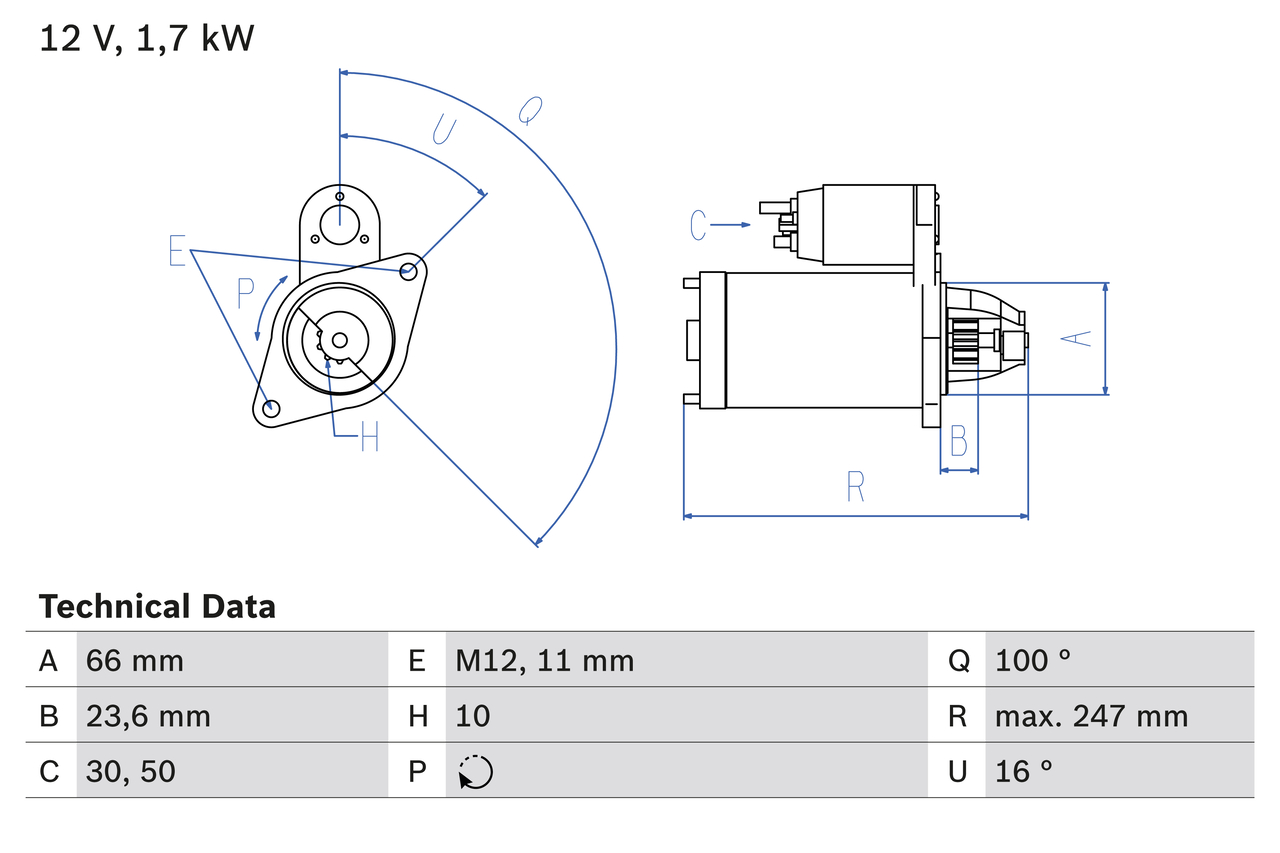 Starter - 0 986 024 030 BOSCH