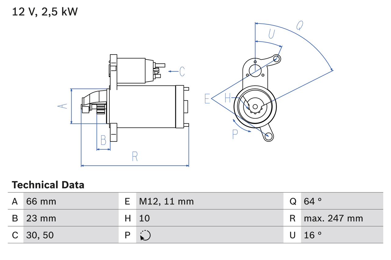 Starter - 0 986 024 040 BOSCH