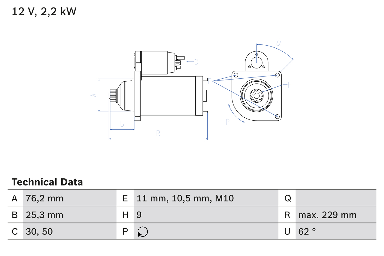 Starter - 0 986 024 050 BOSCH