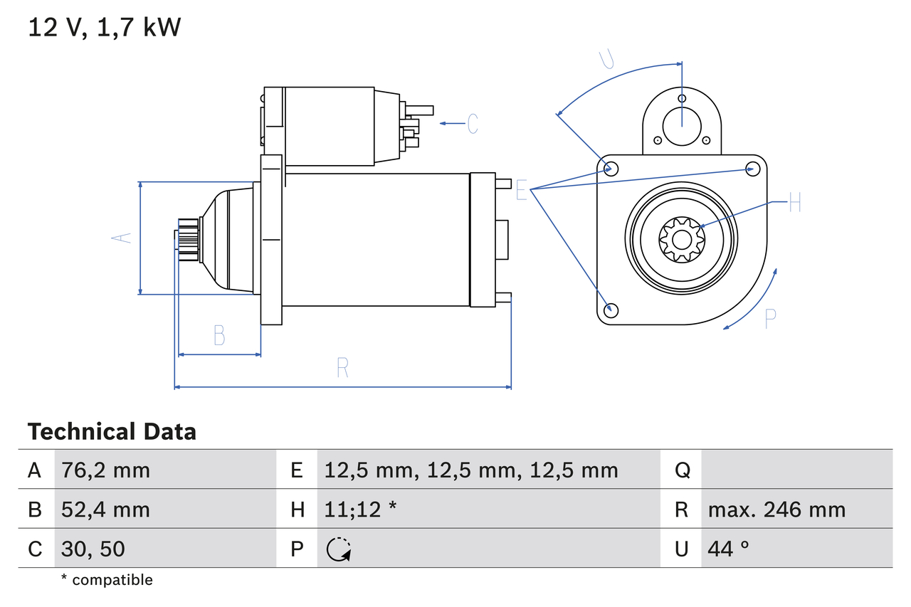 Starter - 0 986 024 100 BOSCH