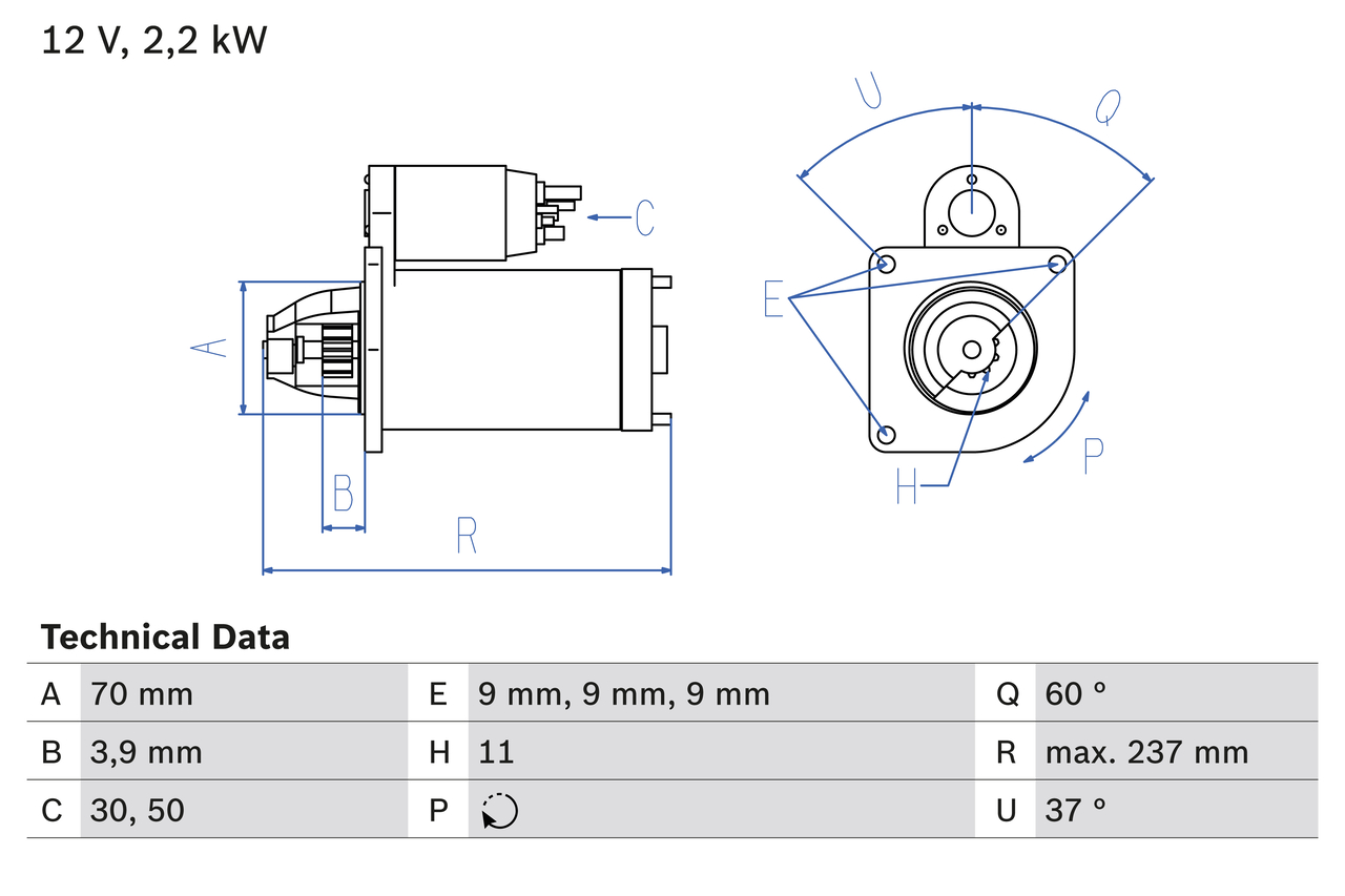Starter - 0 986 027 000 BOSCH
