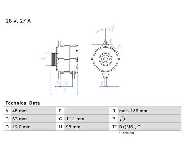 Alternator - 0 986 031 340 BOSCH