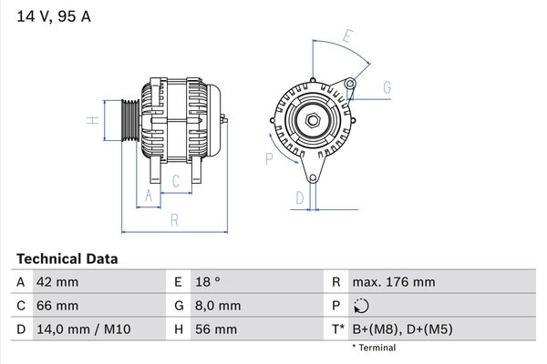 Alternator - 0 986 038 791 BOSCH