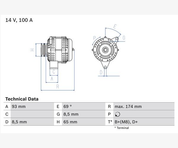 Alternator - 0 986 039 180 BOSCH