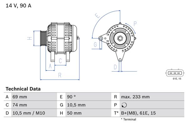 Alternatore - 0 986 040 390 BOSCH