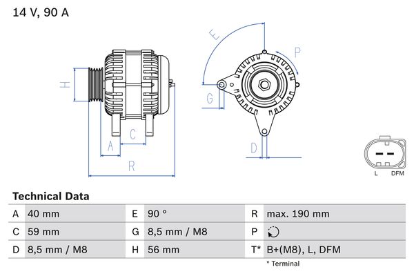 Alternator - 0 986 041 490 BOSCH
