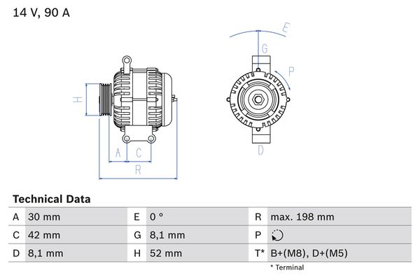 Alternator - 0 986 041 800 BOSCH