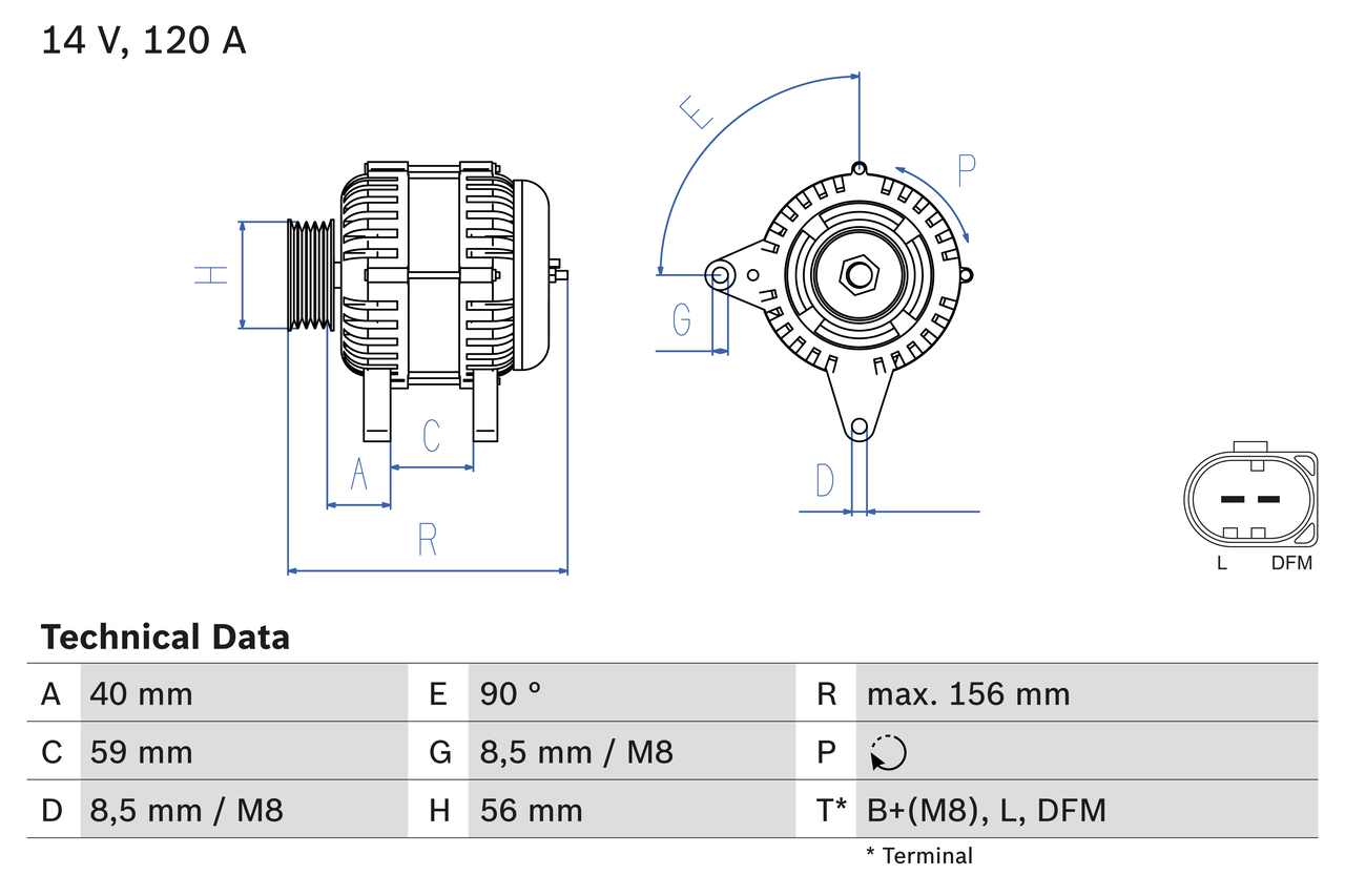 Alternator - 0 986 041 860 BOSCH