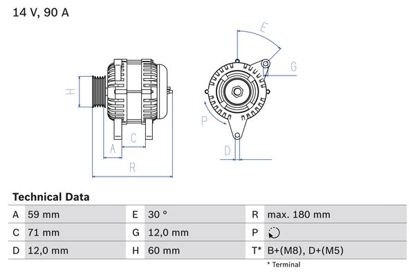 Alternatore - 0 986 042 000 BOSCH