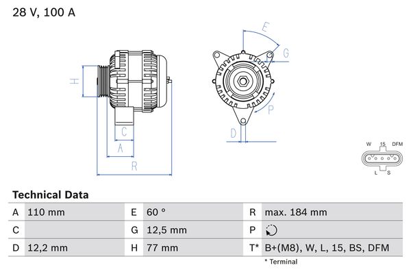Alternatore - 0 986 042 390 BOSCH