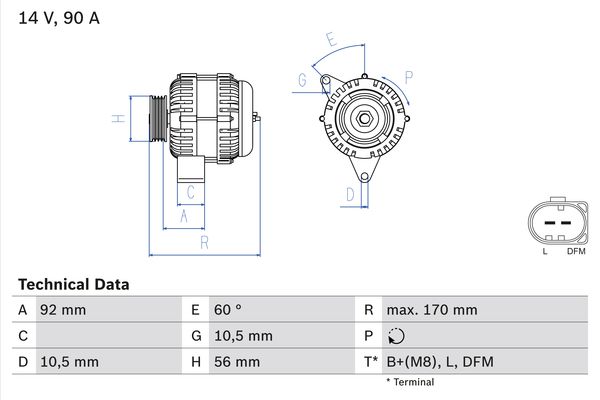 Alternatore - 0 986 042 730 BOSCH