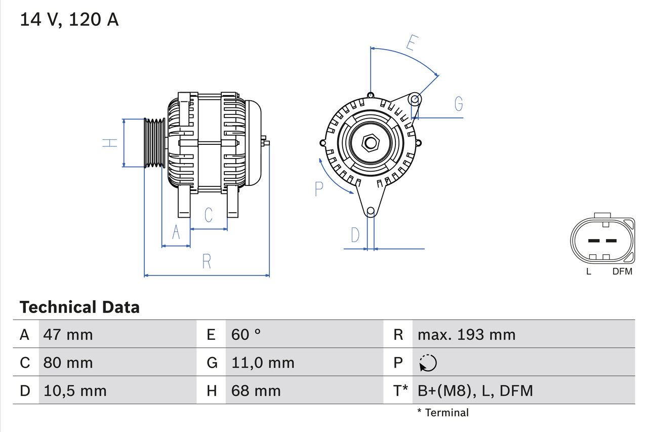Alternator - 0 986 042 820 BOSCH