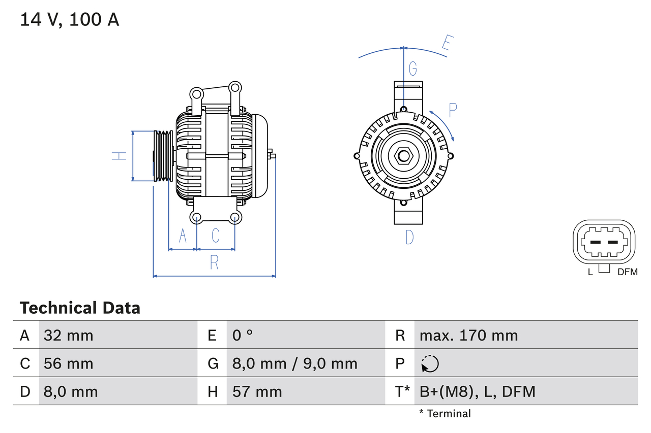 Alternator - 0 986 044 010 BOSCH