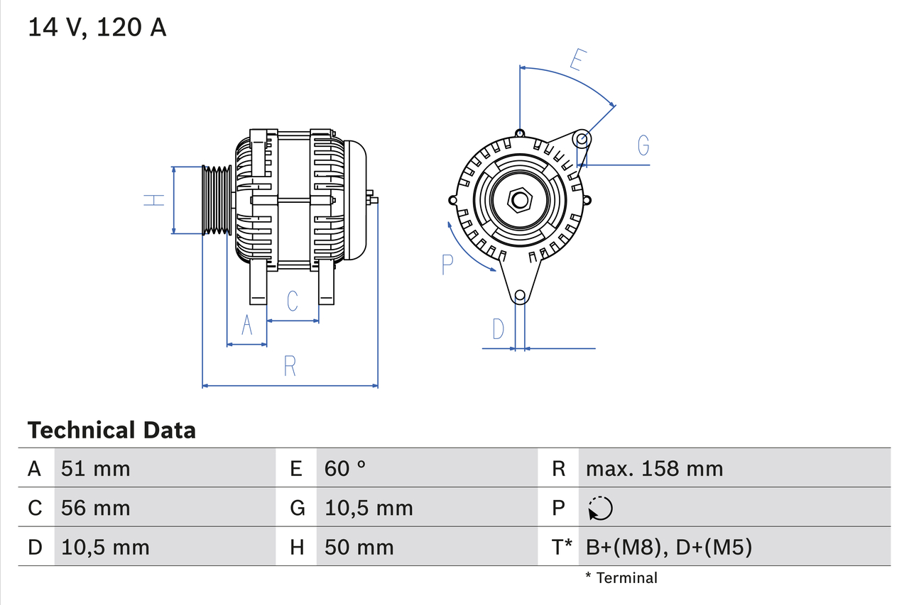 Alternator - 0 986 044 030 BOSCH