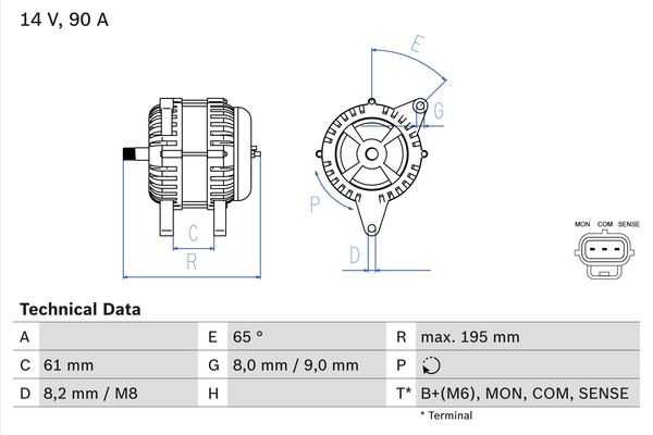 Alternator - 0 986 044 651 BOSCH