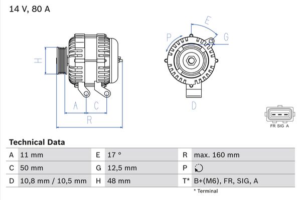 Alternator - 0 986 044 701 BOSCH