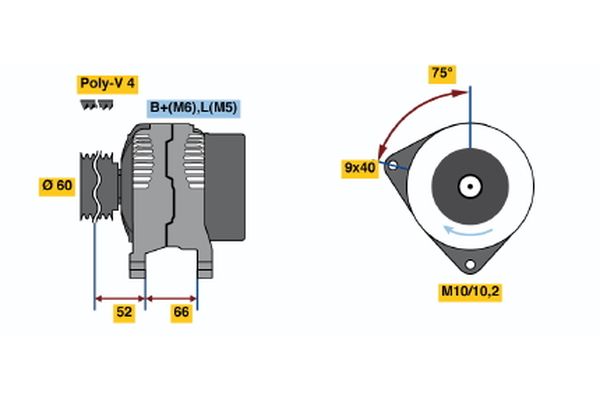 Alternator - 0 986 045 201 BOSCH