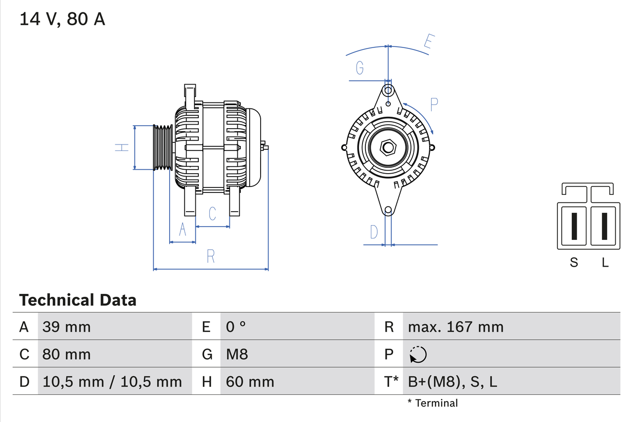 Alternator - 0 986 045 701 BOSCH