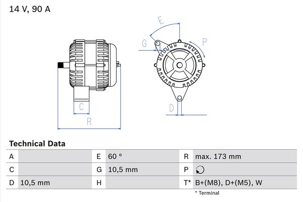 Alternator - 0 986 046 000 BOSCH