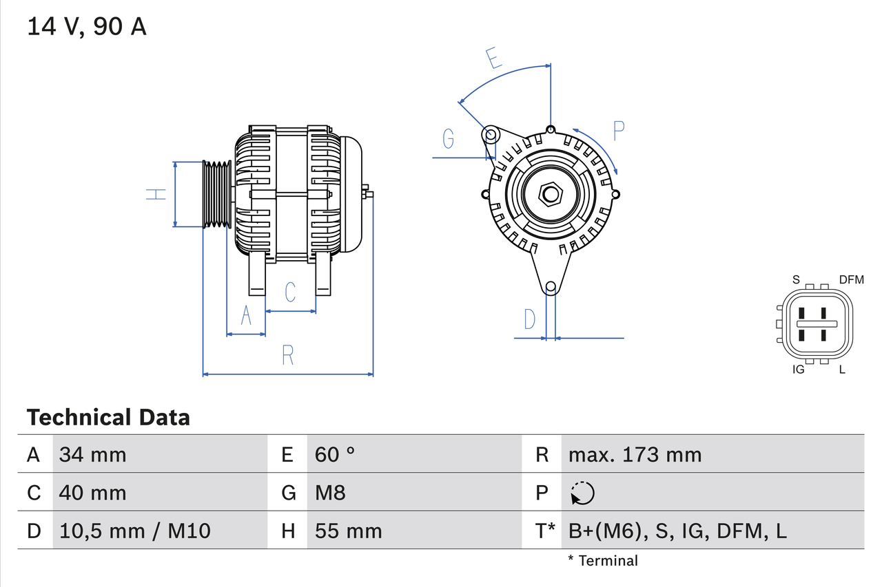 Alternatore - 0 986 046 110 BOSCH