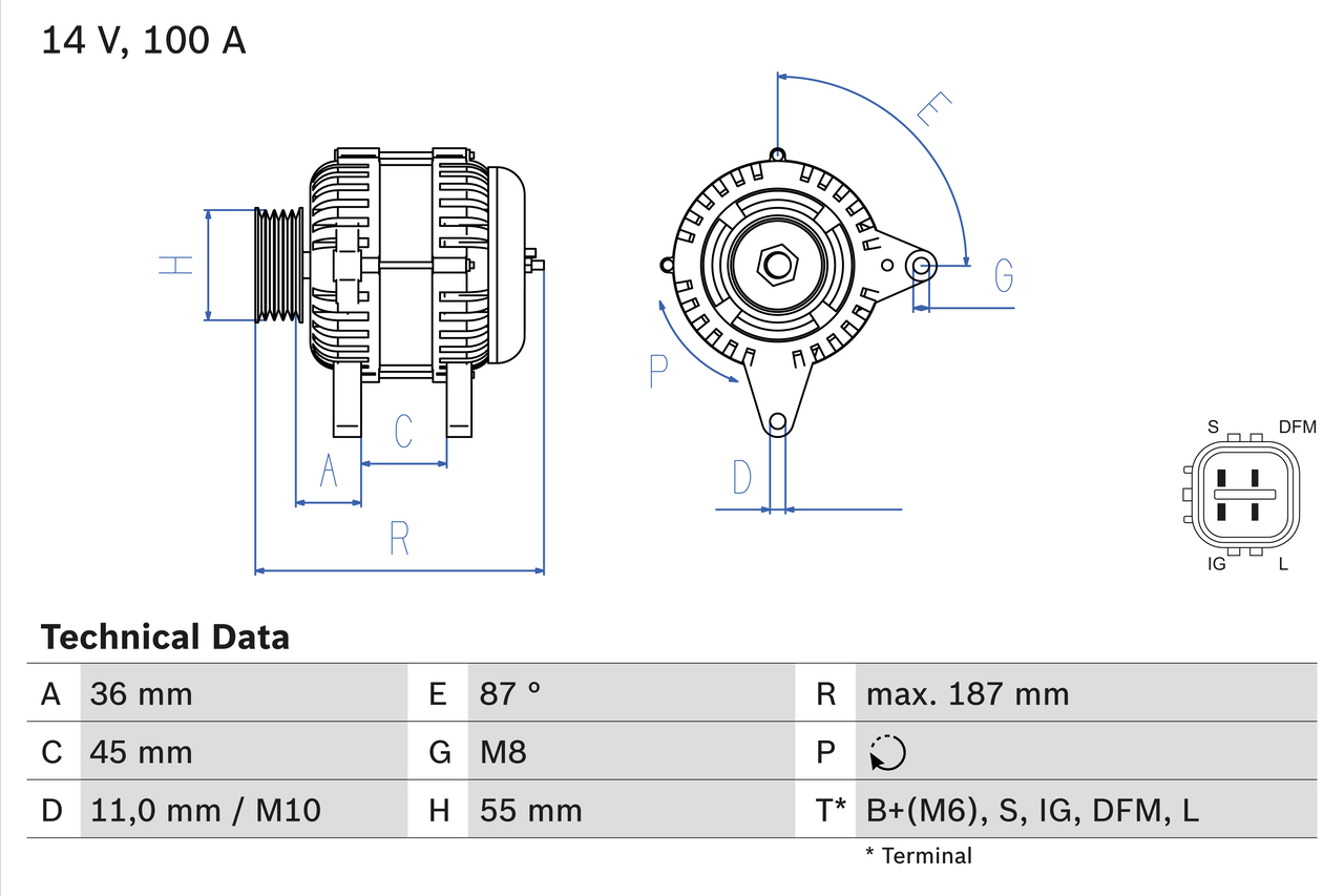 Alternator - 0 986 046 120 BOSCH