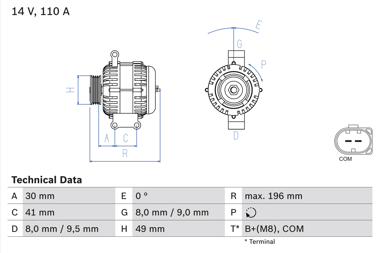 Alternator - 0 986 046 130 BOSCH