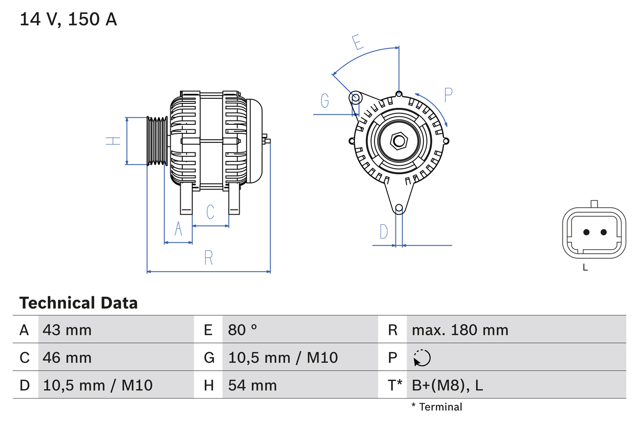 Alternator - 0 986 046 240 BOSCH