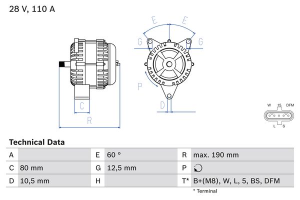 Alternator - 0 986 046 590 BOSCH