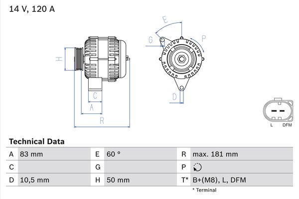 Alternator - 0 986 047 540 BOSCH