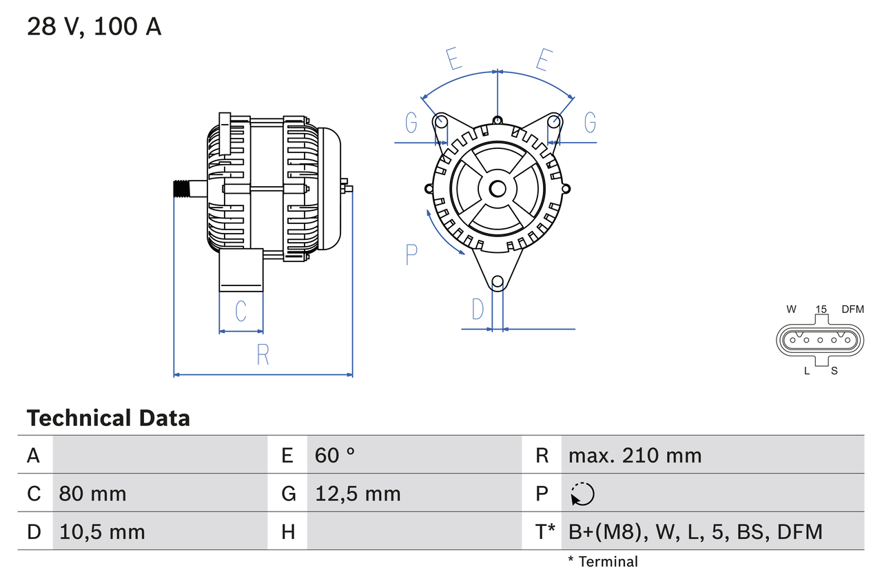Alternator - 0 986 048 110 BOSCH