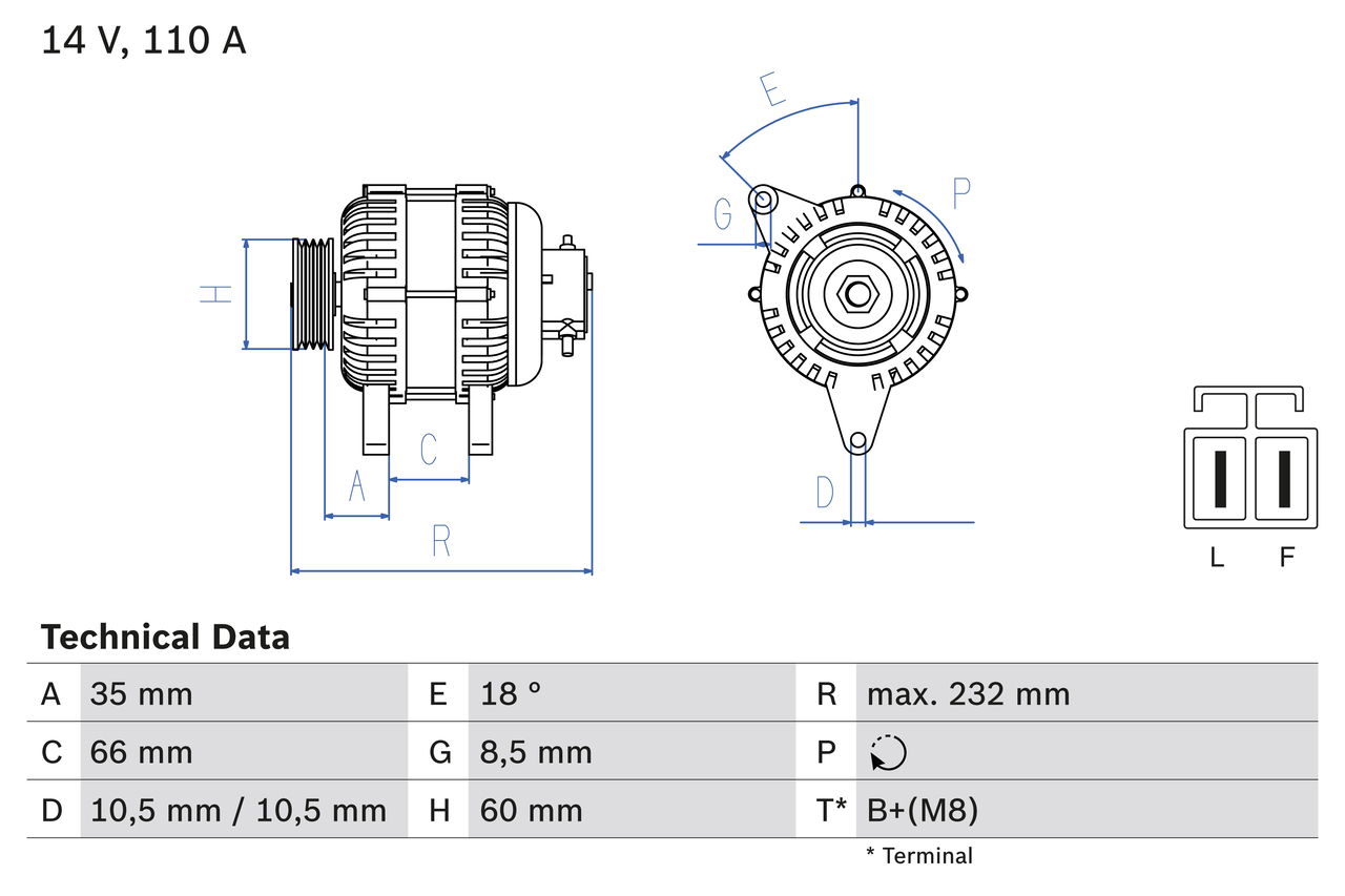 Alternator - 0 986 048 301 BOSCH