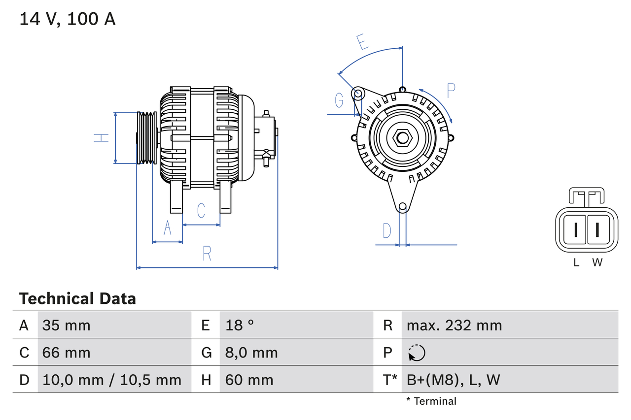 Alternator - 0 986 048 340 BOSCH