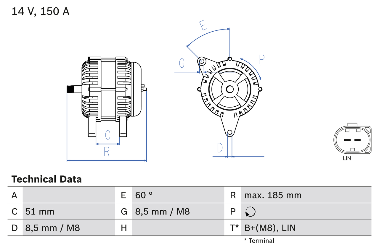 Alternatore - 0 986 048 380 BOSCH