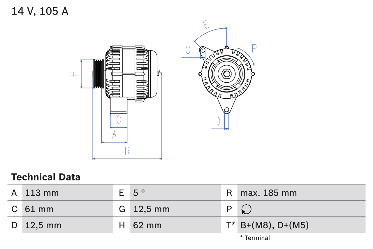 Alternatore - 0 986 048 791 BOSCH