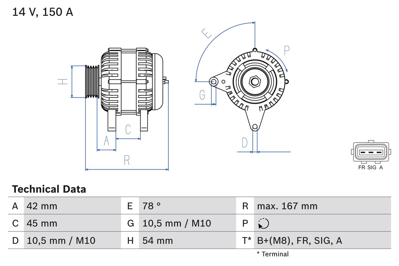 Alternator - 0 986 049 071 BOSCH