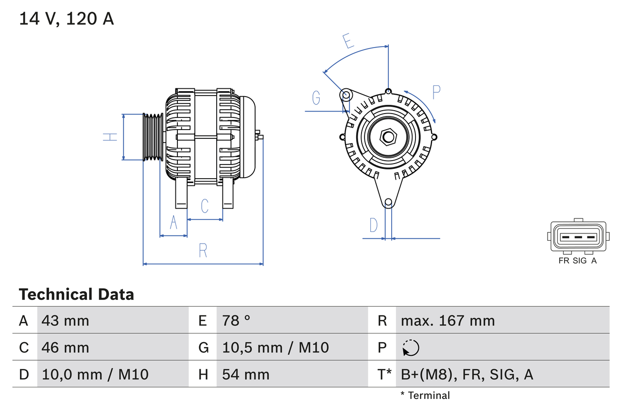 Alternator - 0 986 049 171 BOSCH