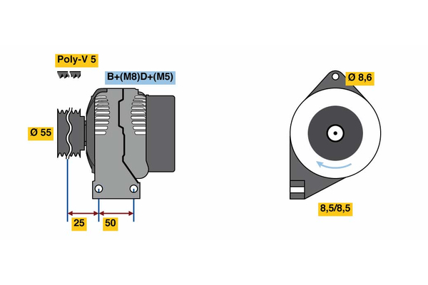 Alternator - 0 986 049 540 BOSCH