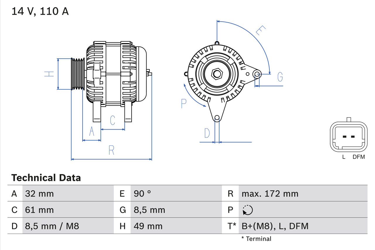 Alternator - 0 986 080 330 BOSCH