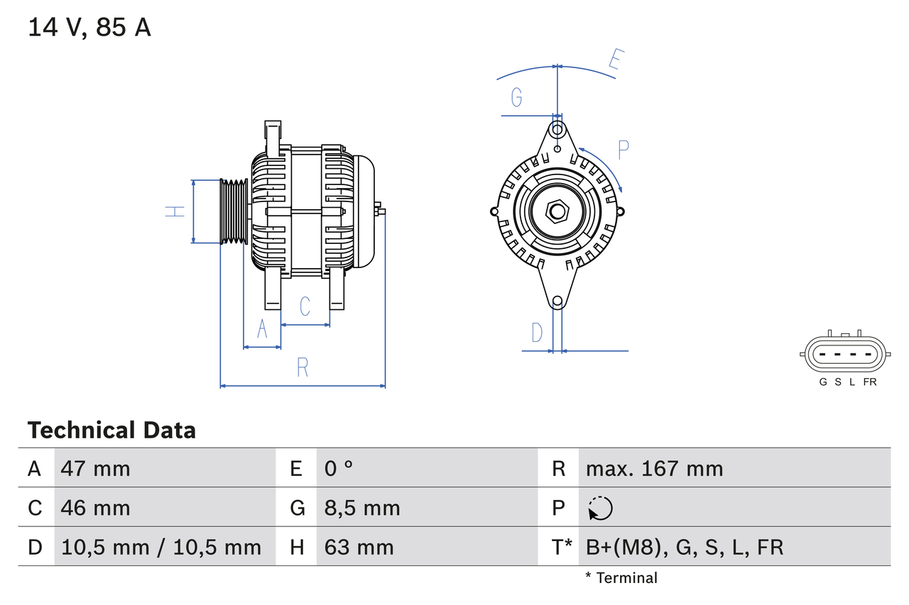 Alternator - 0 986 080 480 BOSCH