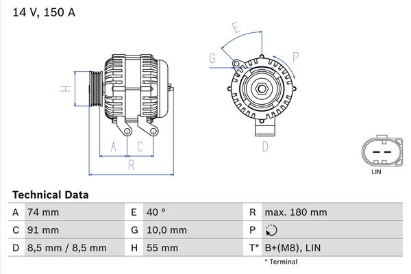 Alternator - 0 986 080 810 BOSCH