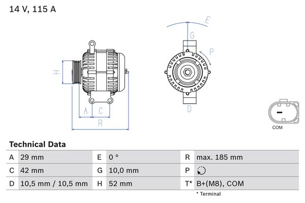 Alternator - 0 986 081 040 BOSCH